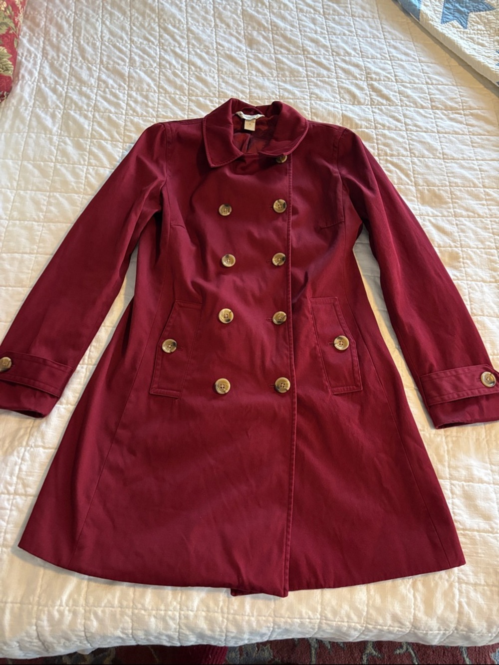 Banana Republic Factory Double-Breasted Burgundy Trench Coat